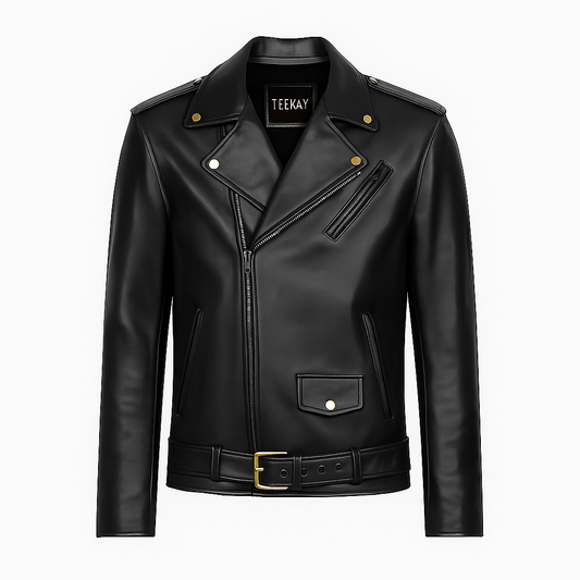 Custom Tailored - Biker Leather Jacket - Black